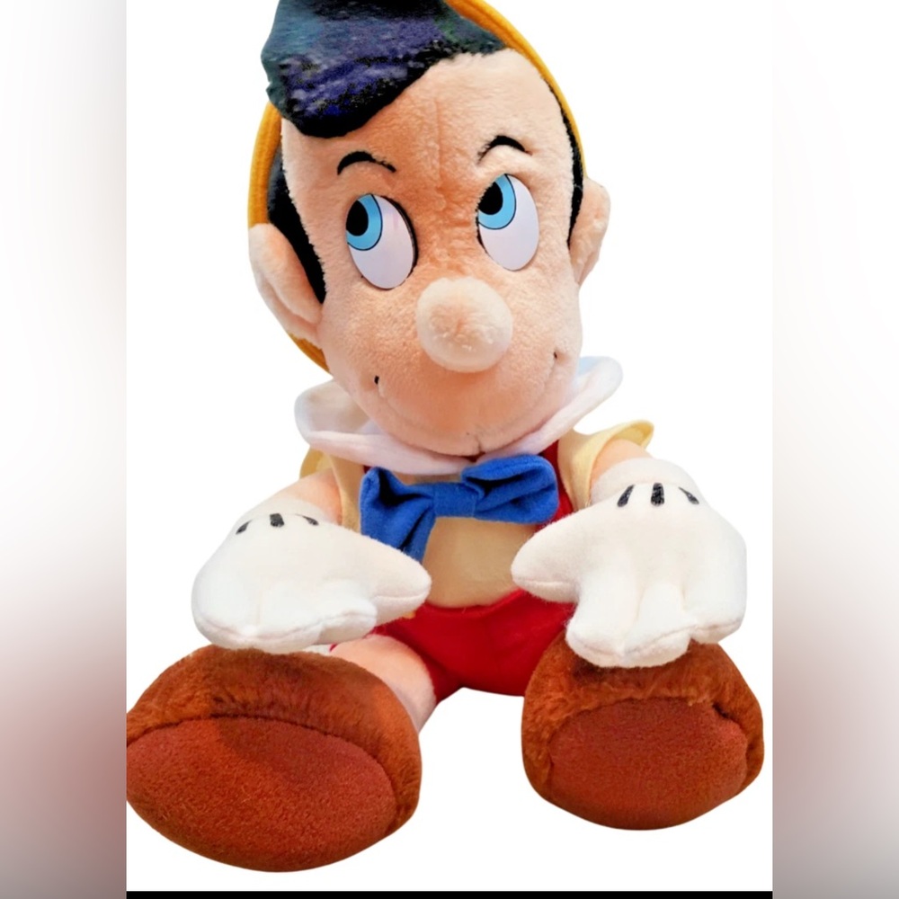 Vintage Pinocchio 11’ Plush Toy with Blue Bow  Disneyland Walt Disney world tag